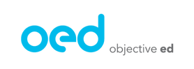 Objective Ed logo with the letters oed in blue and the text objective ed